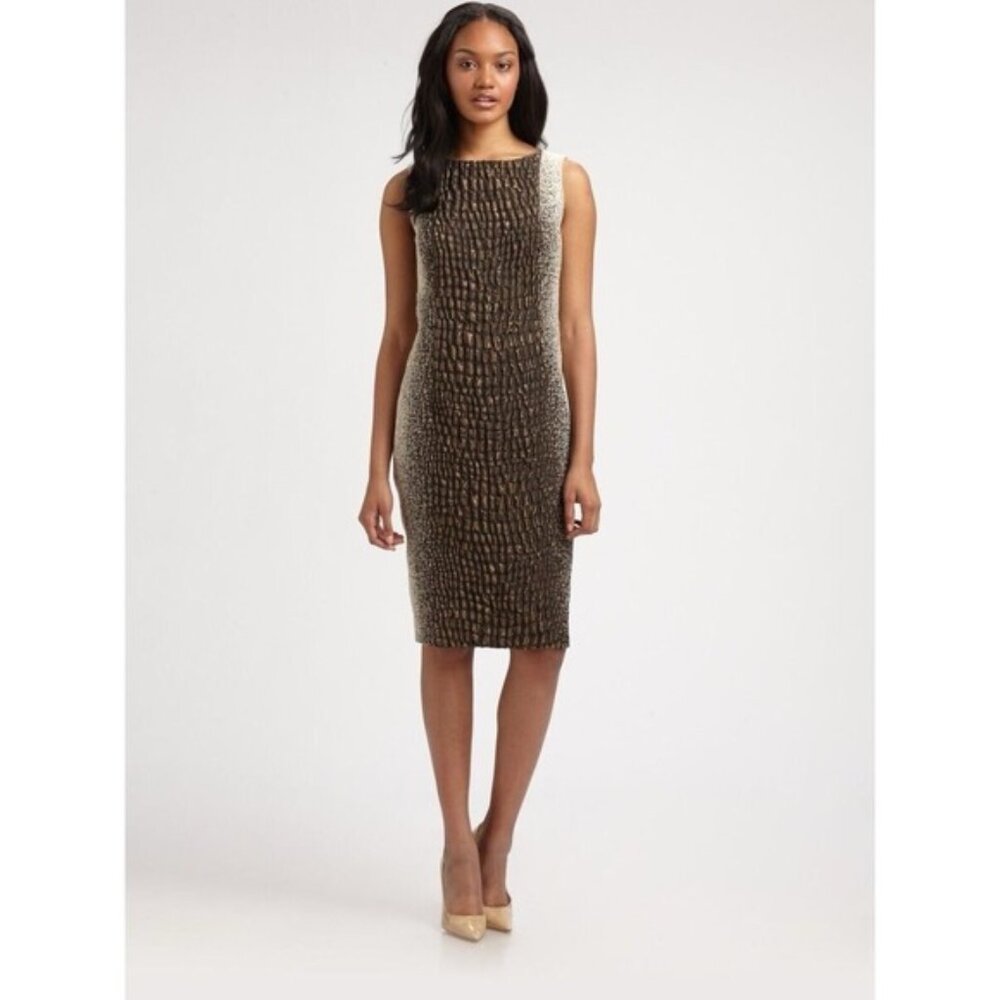 Lafayette 148 Womens New York Faith Dress Size 4 Brown Neutral Texture Ombre